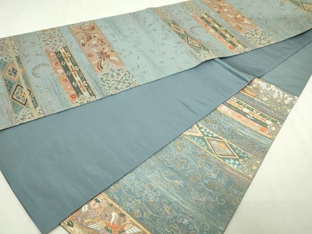 平和屋本店▽六通柄袋帯 唐織 宝倉段文 本金箔 正絹 逸品 DABE9324sf