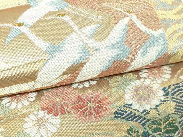 平和屋本店▼六通柄袋帯　花鳥丸文　鏡金　正絹　逸品　DABE9316sf 平和屋本店▽六通柄袋帯 花鳥丸文 鏡金 正絹 逸品 DABE9316sf - メルカリ
