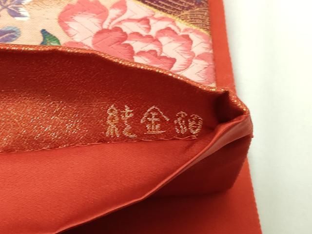 平和屋本店▽六通柄袋帯 唐織 地紙花鳥文 秀水 純金箔 正絹 逸品