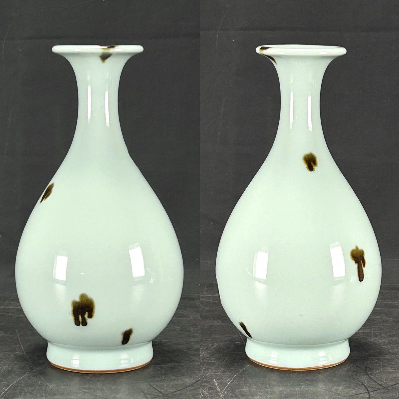 幽玄】二代 諏訪蘇山造 飛青磁花瓶 共箱 茶道具 花入 花器 花瓶 一輪挿