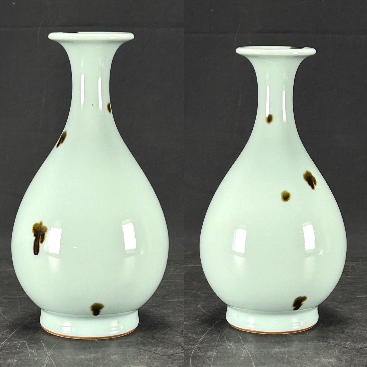 幽玄】二代 諏訪蘇山造 飛青磁花瓶 共箱 茶道具 花入 花器 花瓶 一輪挿