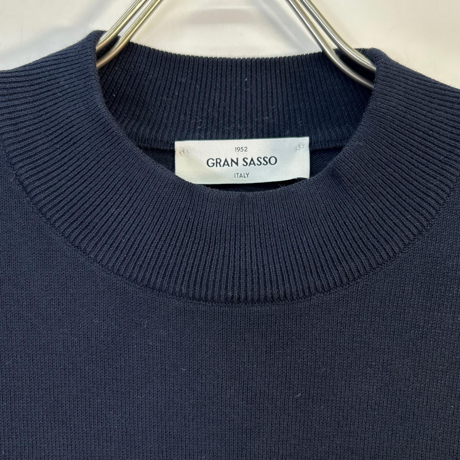 GRAN SASSO グランサッソ 58108/18120 ﾈｲﾋﾞｰ ﾓｯｸﾈｯｸ ｿﾌﾄｺｯﾄﾝ ﾆｯﾄ 48 