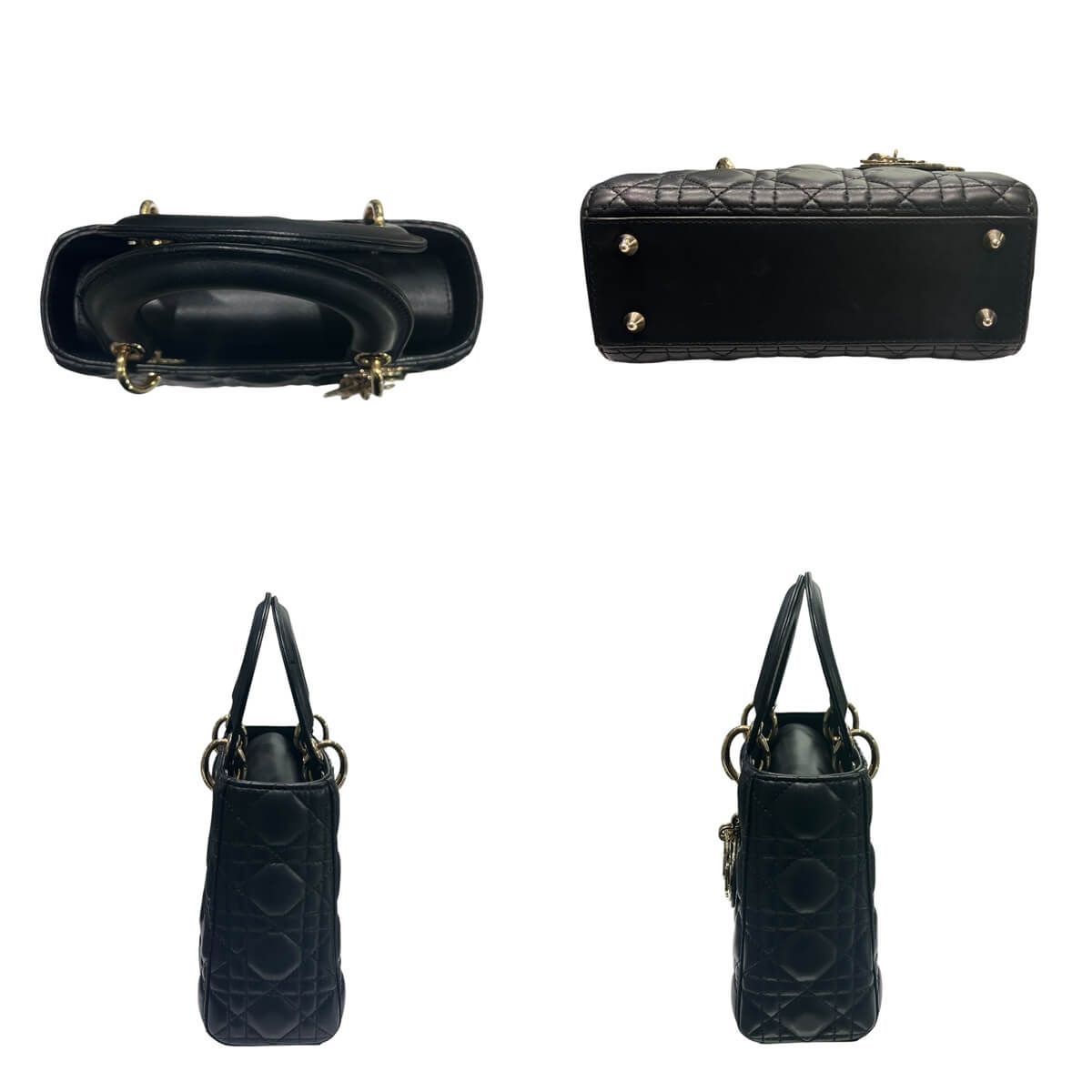 【中古】 Christian Dior クリスチャン・ディオール  M0538ONGE_M900 マイレディディオール カナージュ レザー 2WAYハンドバッグ ブラック 24033625 SA 未使用品 クリスチャンディオール レディディオール マイABC スモール