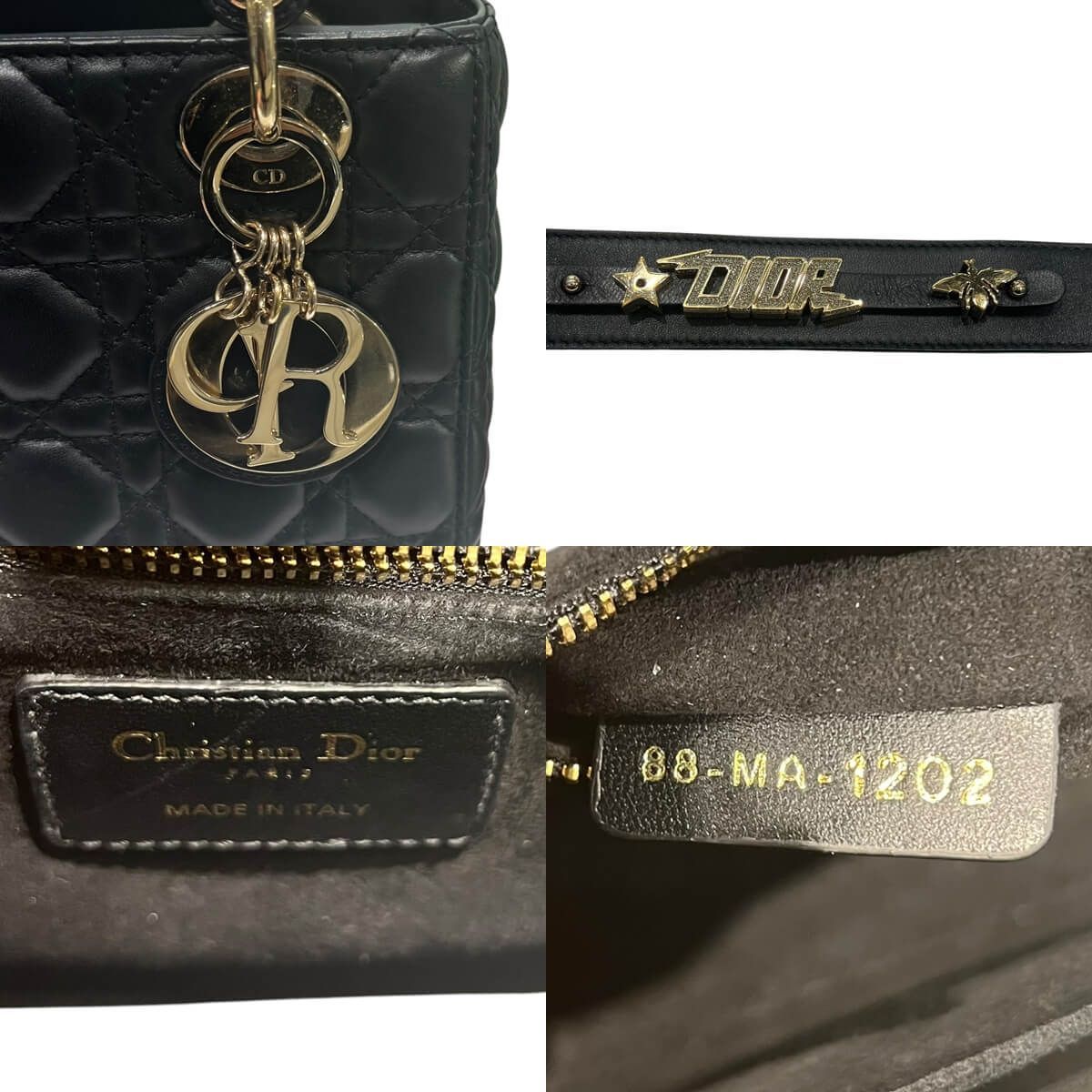 【中古】 Christian Dior クリスチャン・ディオール  M0538ONGE_M900 マイレディディオール カナージュ レザー 2WAYハンドバッグ ブラック 24033625 SA Christian Dior - 【中古】 Christian Dior クリスチャン・ディオール