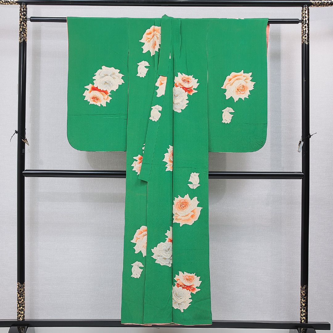 アンティーク 小紋 袷 身丈152cm 裄丈55cm 正絹 Cランク バチ衿 S