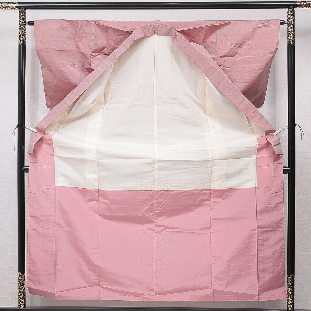 紬 袷 身丈160cm 裄丈62cm 正絹 Aランク カジュアル バチ衿 Lサイズ