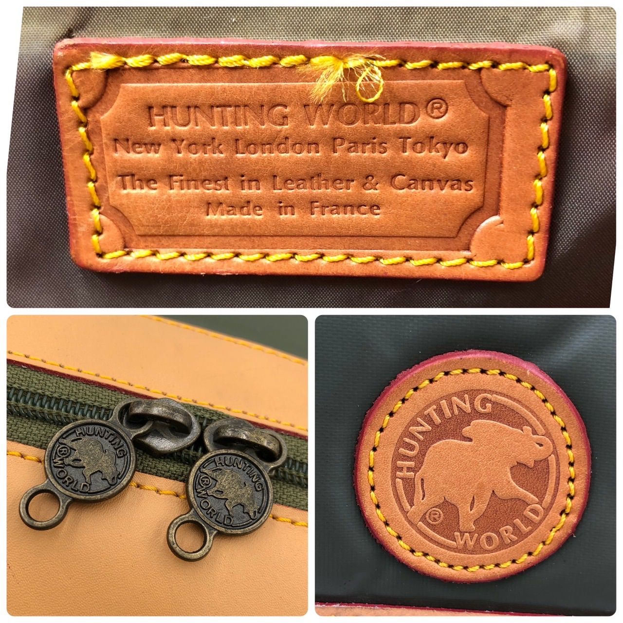 【ヴィンテージ】ハンティングワールド　ボストンバッグ　ナイロン　レザー　カーキ 楽天市場】【バッグ】HUNTING WORLD ハンティング ワールド バチュー