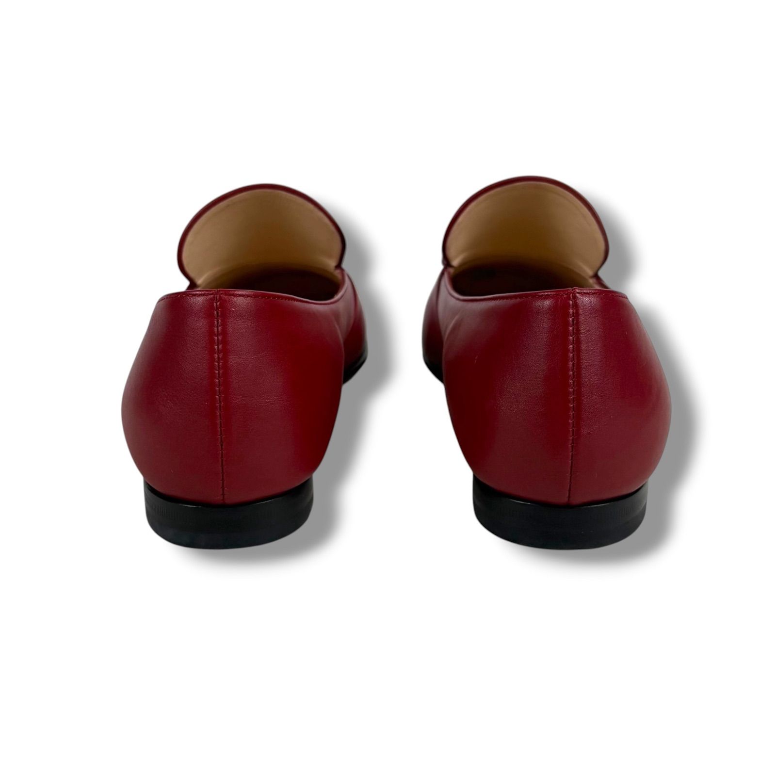 GUCCI グッチ スクエアトゥ ホースビット ローヒール パンプス レッド