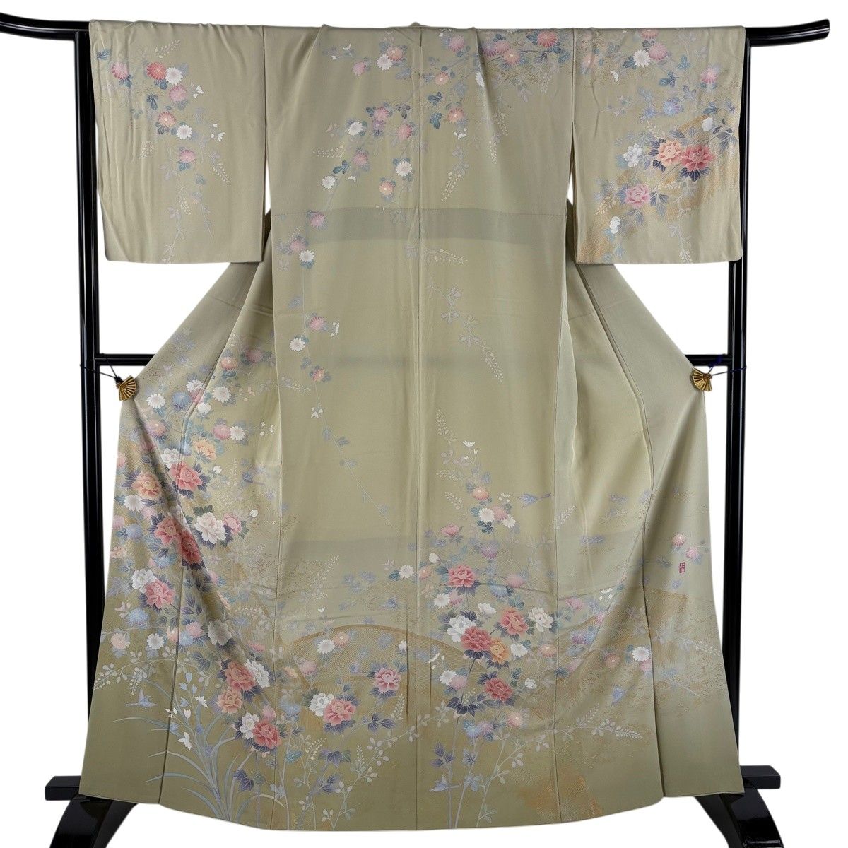 2349 高身長 草花紋様 訪問着 レンタル訪問着 訪問着 身長152-167cm h-232 グレー系 小菊・草花正絹