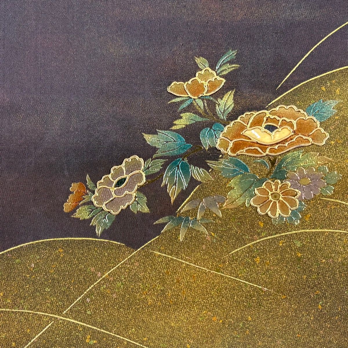 袋帯 秀品 草花 螺鈿 金彩 紫 お太鼓柄 正絹 【中古】 - メルカリ