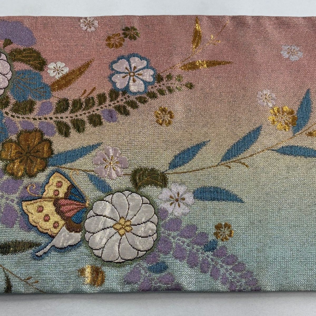 美品】 袋帯 秀品 蝶 桜 箔 金糸 薄ピンク 六通 正絹 【中古】 - メルカリ