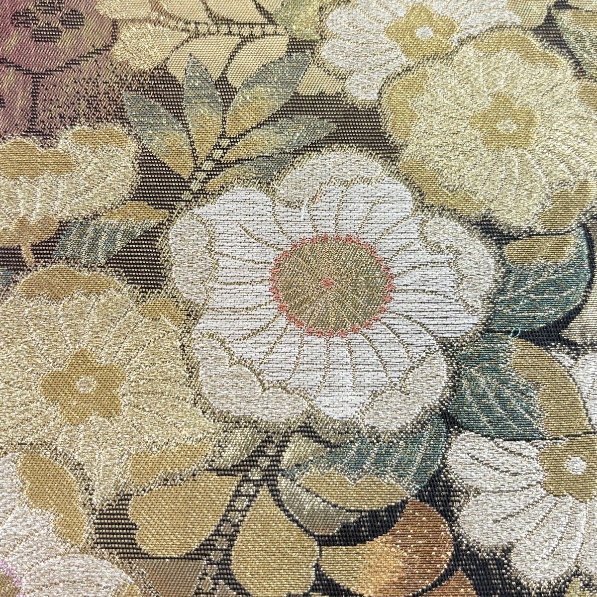 袋帯 美品 秀品 裂取辻が花 松 金糸 松 茶色 六通 正絹 【中古】 袋帯