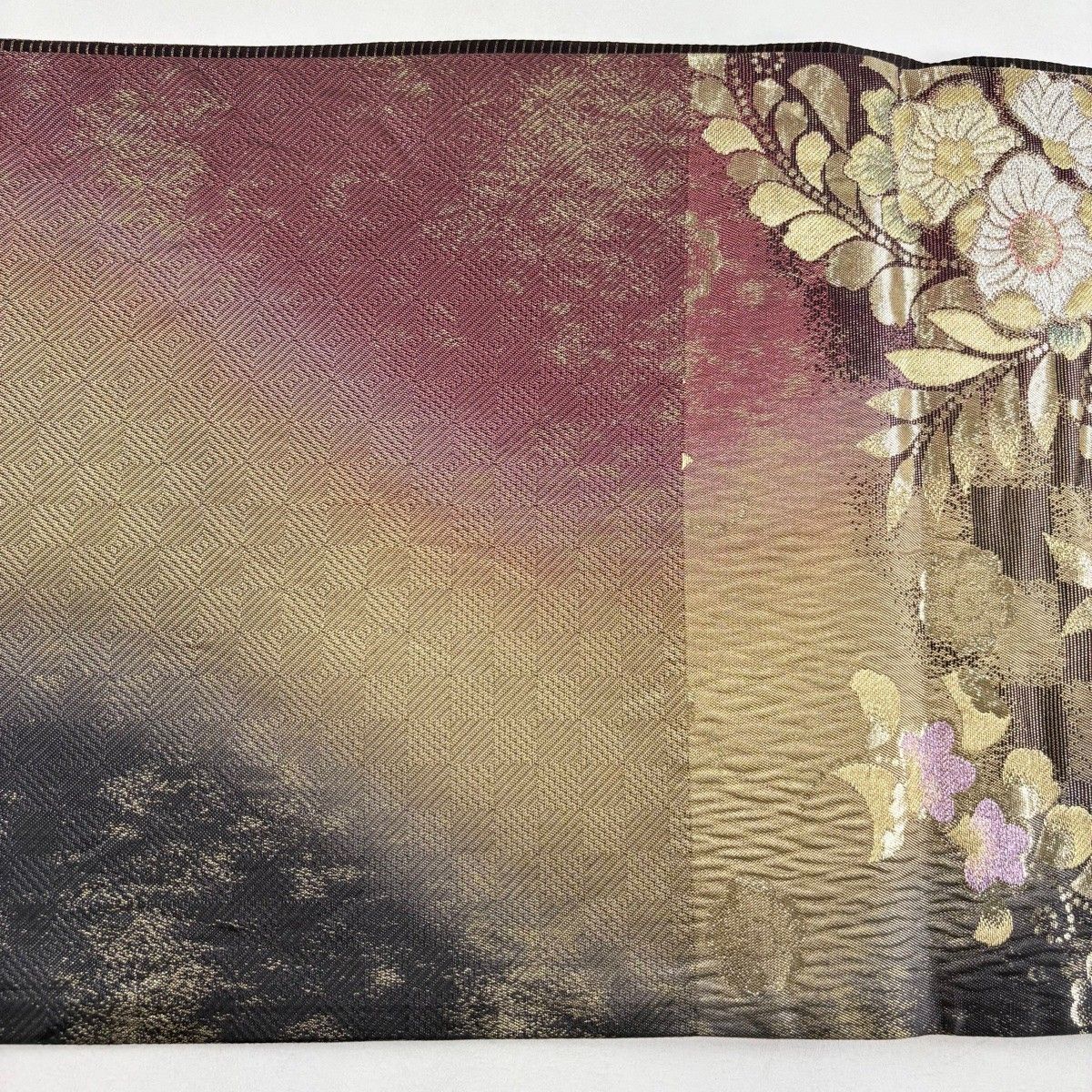 袋帯 美品 秀品 裂取辻が花 松 金糸 松 茶色 六通 正絹 【中古】 袋帯