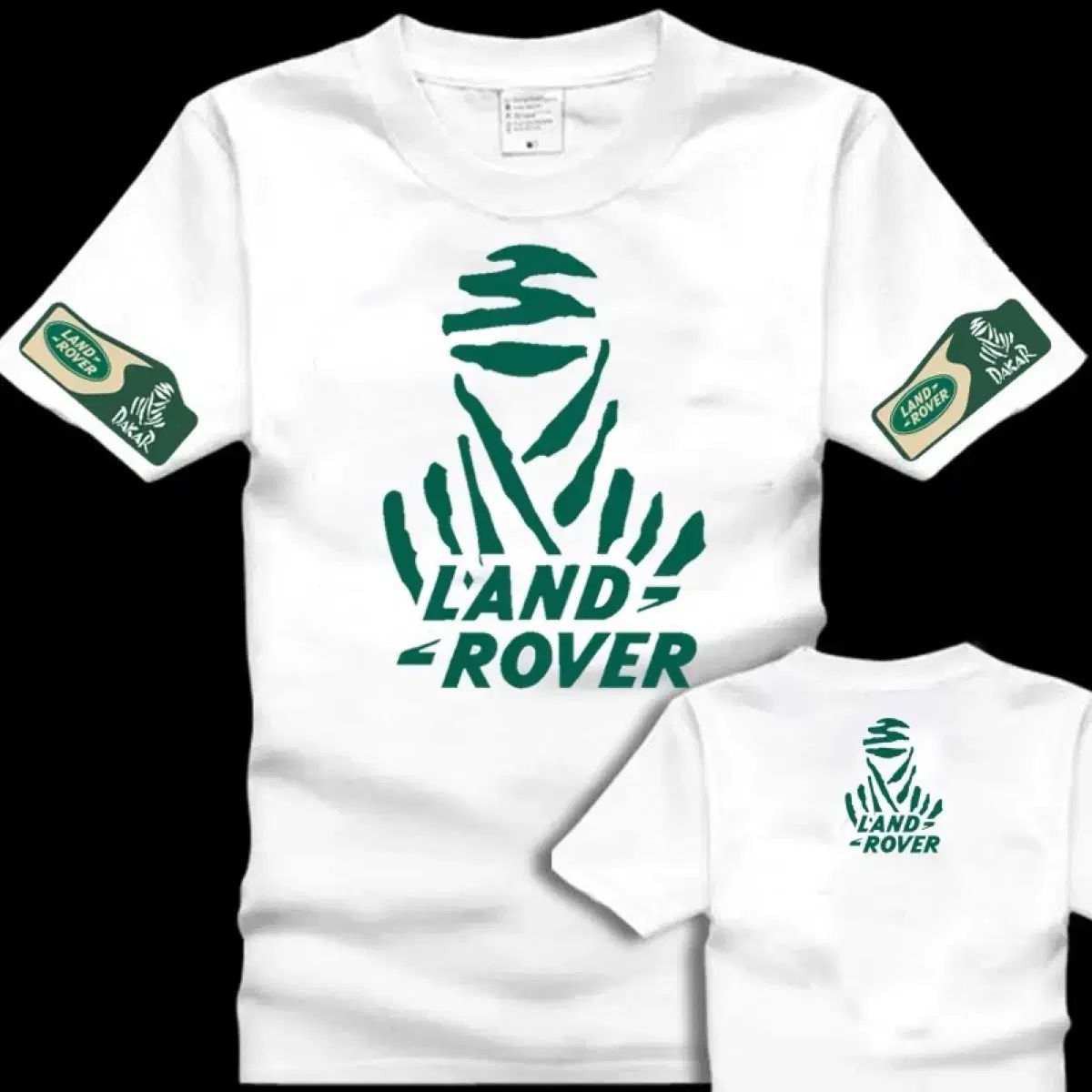 ランドローバー ダカール ラリー 半袖 Tシャツ 白 ランドローバー、3台 