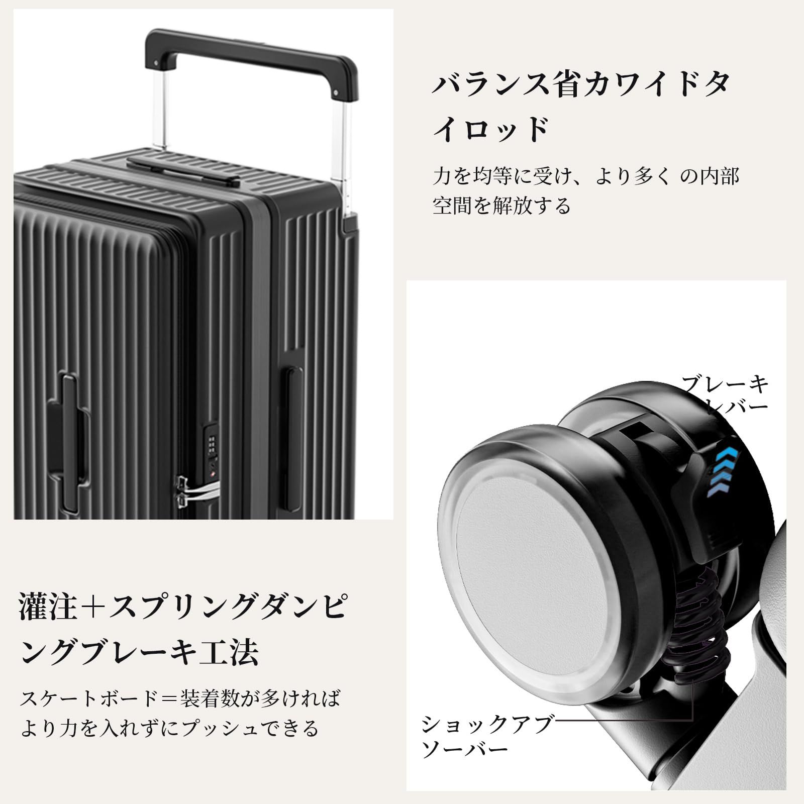 KPLDOL スーツケース フロントオープン ワイドハンドル