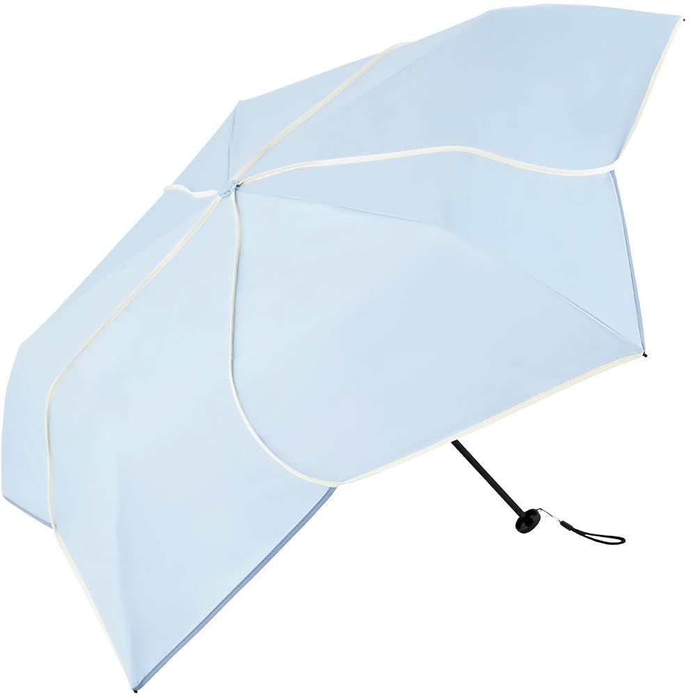 ビコーズ because 折りたたみ傘 50cm 晴雨兼用 完全遮光 軽量 PUスーパーライト/バイカラーパイピング 日傘 雨傘 遮熱 サックス B-094917