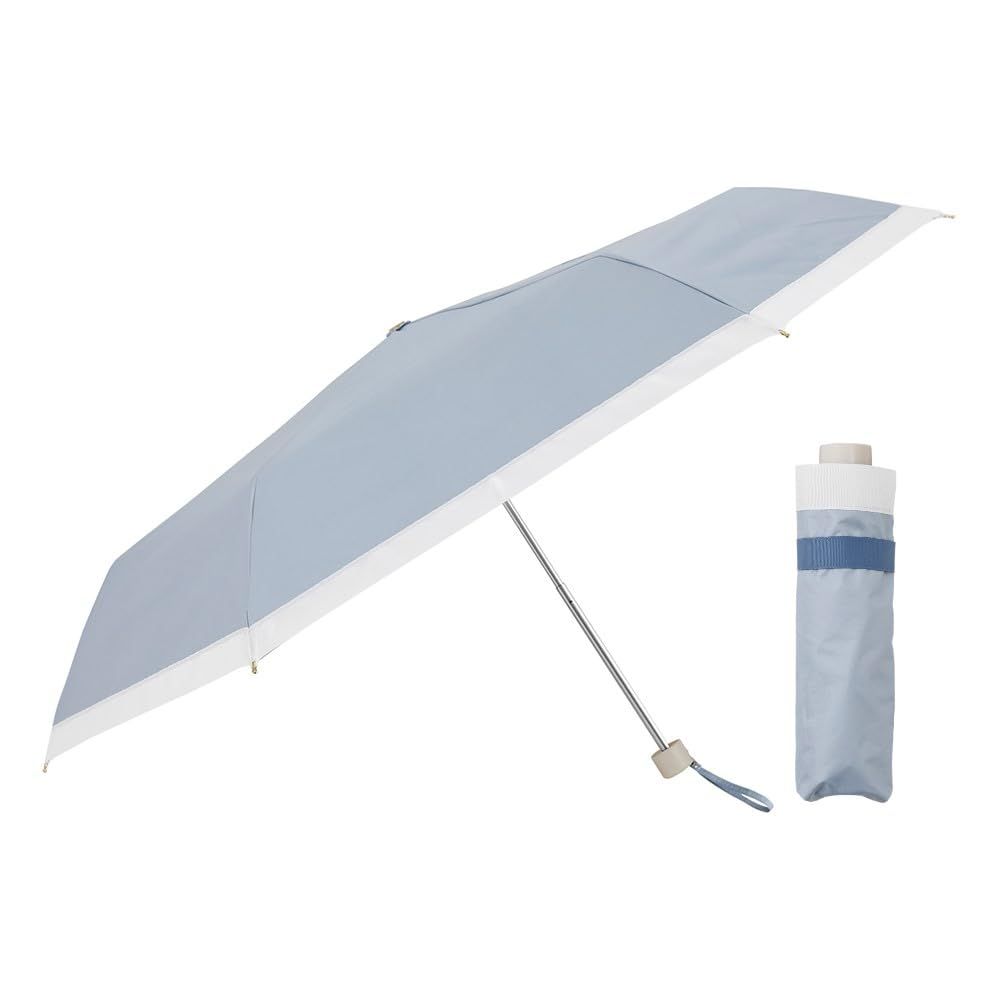 小川(Ogawa) 日傘 レディース折りたたみ傘 遮光率 UV 99.9%カット ブルーグレー 晴雨兼用 撥水 オシャレ グログランリボン シンプル プレゼント ギフト 母の日 誕生日 内祝い LINEDROPS 57419