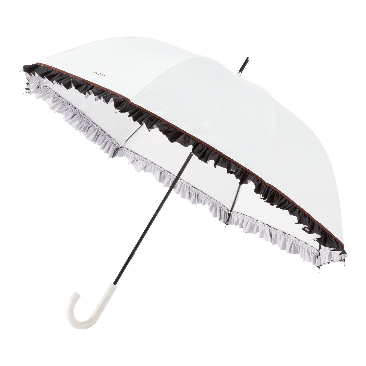 【ムーンバット】エスタ 日傘 長傘 一級遮光 UV 晴雨兼用フリル 31-230-30218 ホワイト