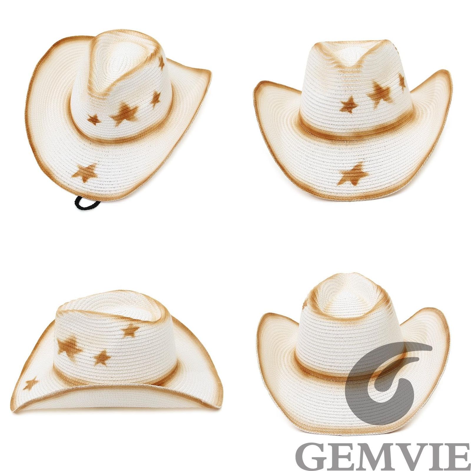 GEMVIE] 麦わら帽子 カウボーイスタイル ストローハット テンガロン