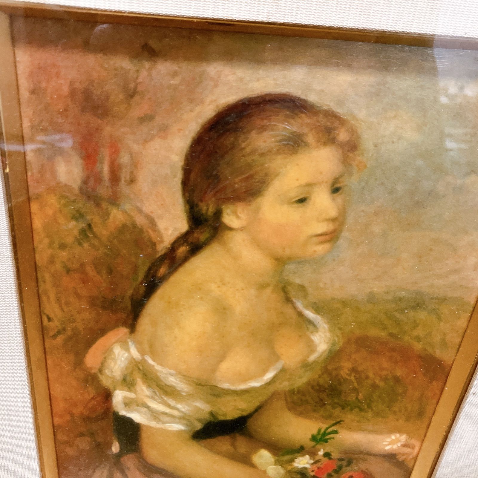ルノワール 花を持つ少女 ヒナギクを持つ少女 複製画 額装済み