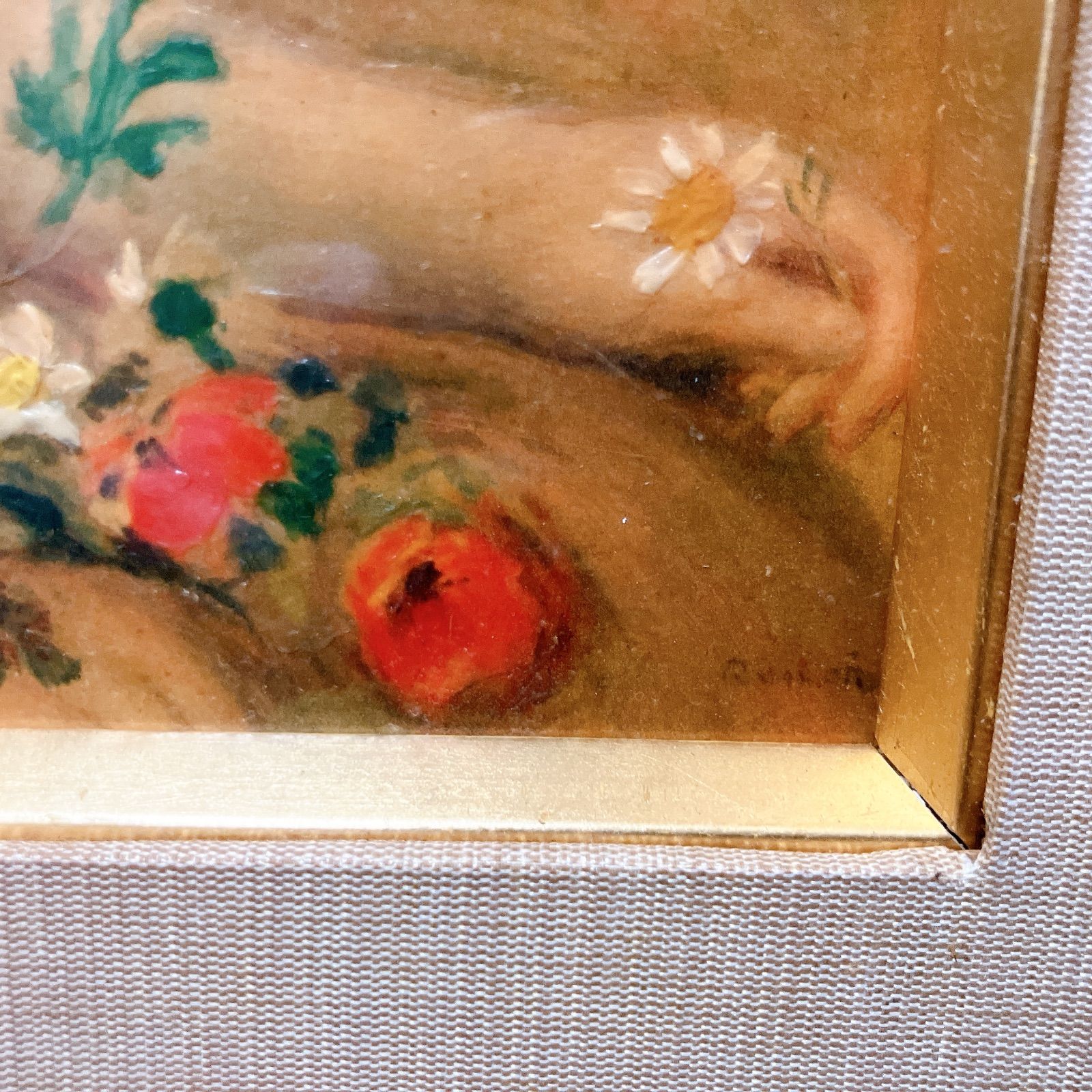 ルノワール 花を持つ少女 ヒナギクを持つ少女 複製画 額装済み