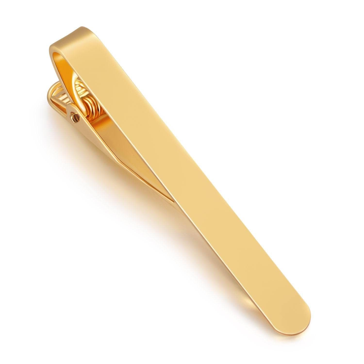 [Yunhaobaoh] 1 Stylish Necktie Clip Classic Simple Style Male Business Necktie Pin Suit Shirt Tie Clip Buckle Wedding Male Clothing Accessory (Gold)