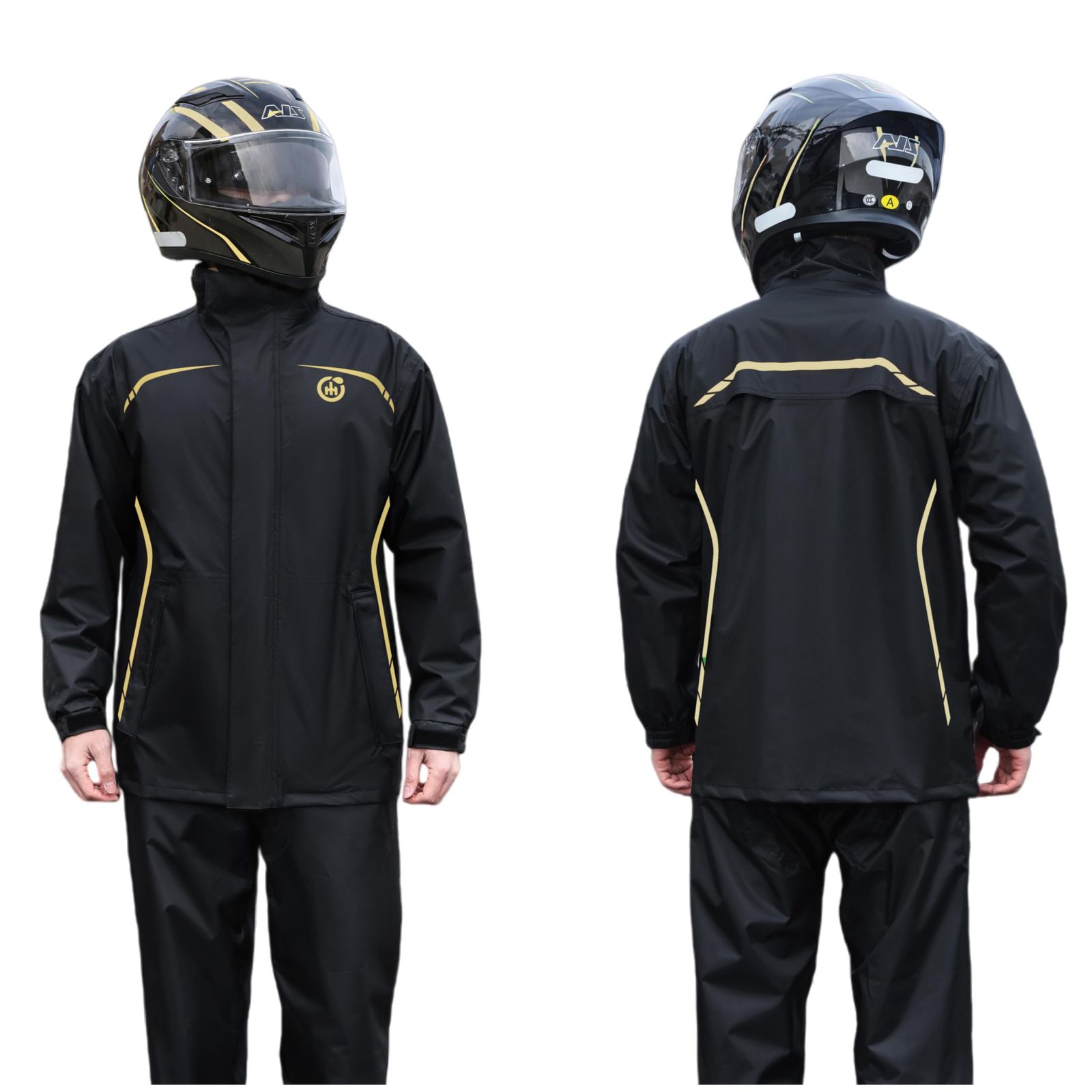 [JYZ] レインコート 上下 レディース カッパ メンズ 合羽 レインウェア レインスーツ 上下 雨具 バイク 防風 防水 裏通気メッシュ 高視認性 収納袋付き rain coat 自転車 通勤 釣り 登山 アウトドア イエロー 2XLサイズ