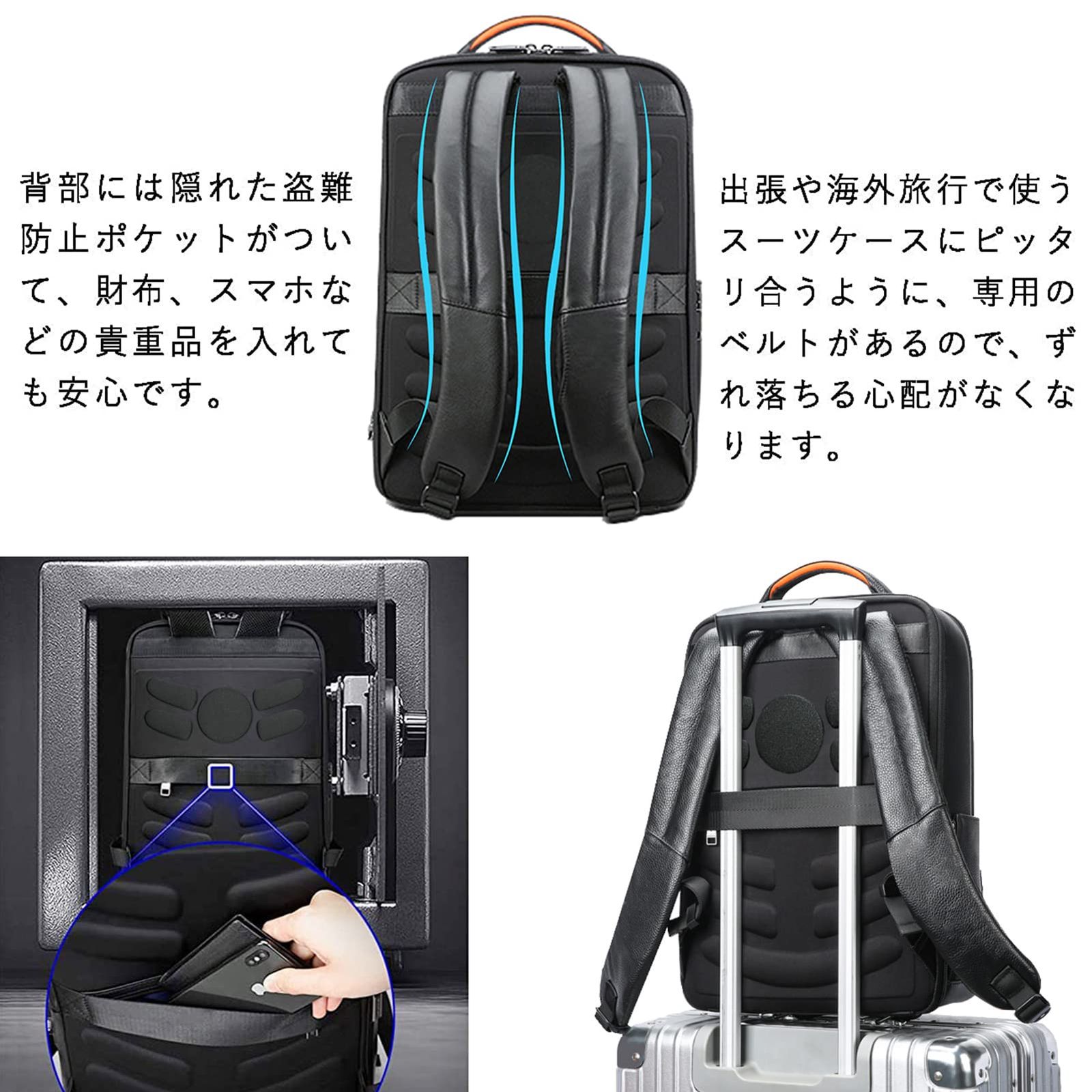リュックメンズ本革牛革PC収納A4レザー大容量多機能 リュック メンズ 本革 牛革 スクエア 15インチPC収納 A4 レザー 3色 大