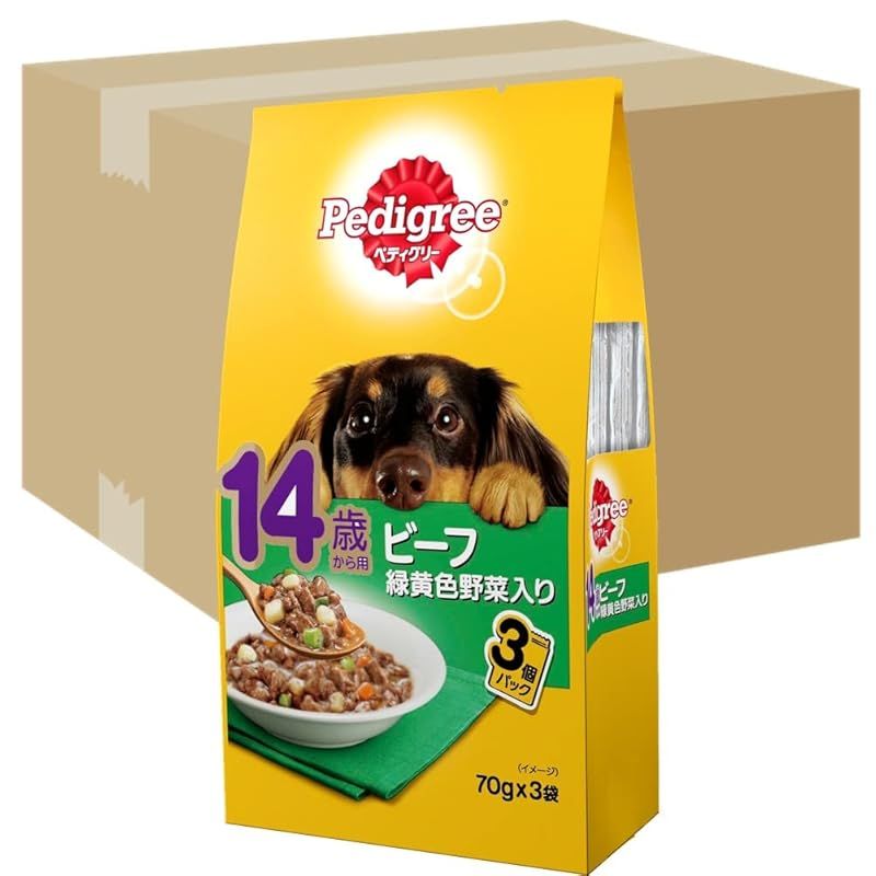 ペディグリー シニア犬 14歳から用 ビーフ&緑黄色野菜 210g(70g×3袋)×48個 [ドッグフード・パウチ] 1