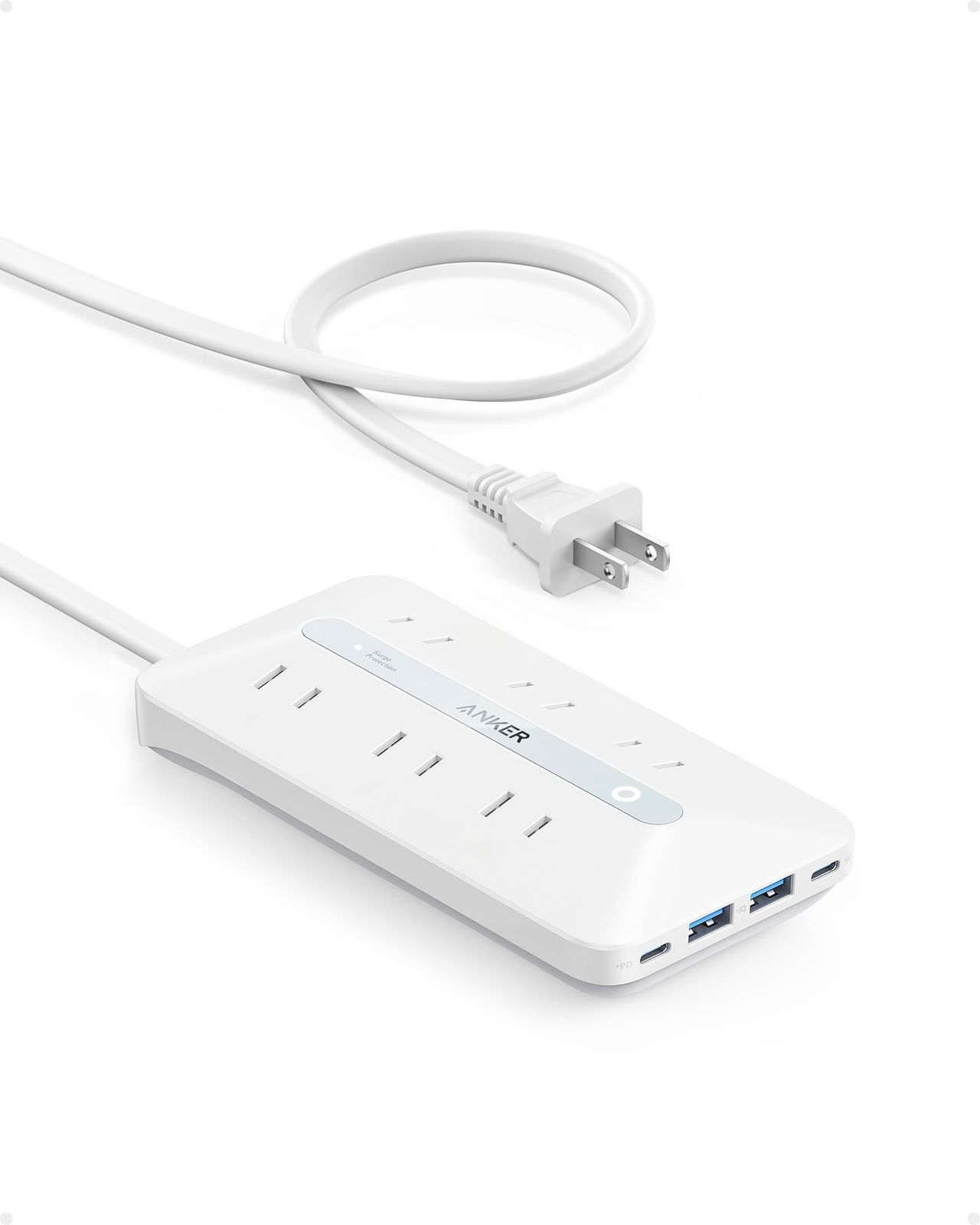 Anker USB Power Strip (10-in-1, 20W) (電源タップ 6個口 延長コード 1.5m USBタップ AC差込口/USB-C/USB-A)【PSE技術基準適合/USB Power Delivery対応 】MacBook PD対応
