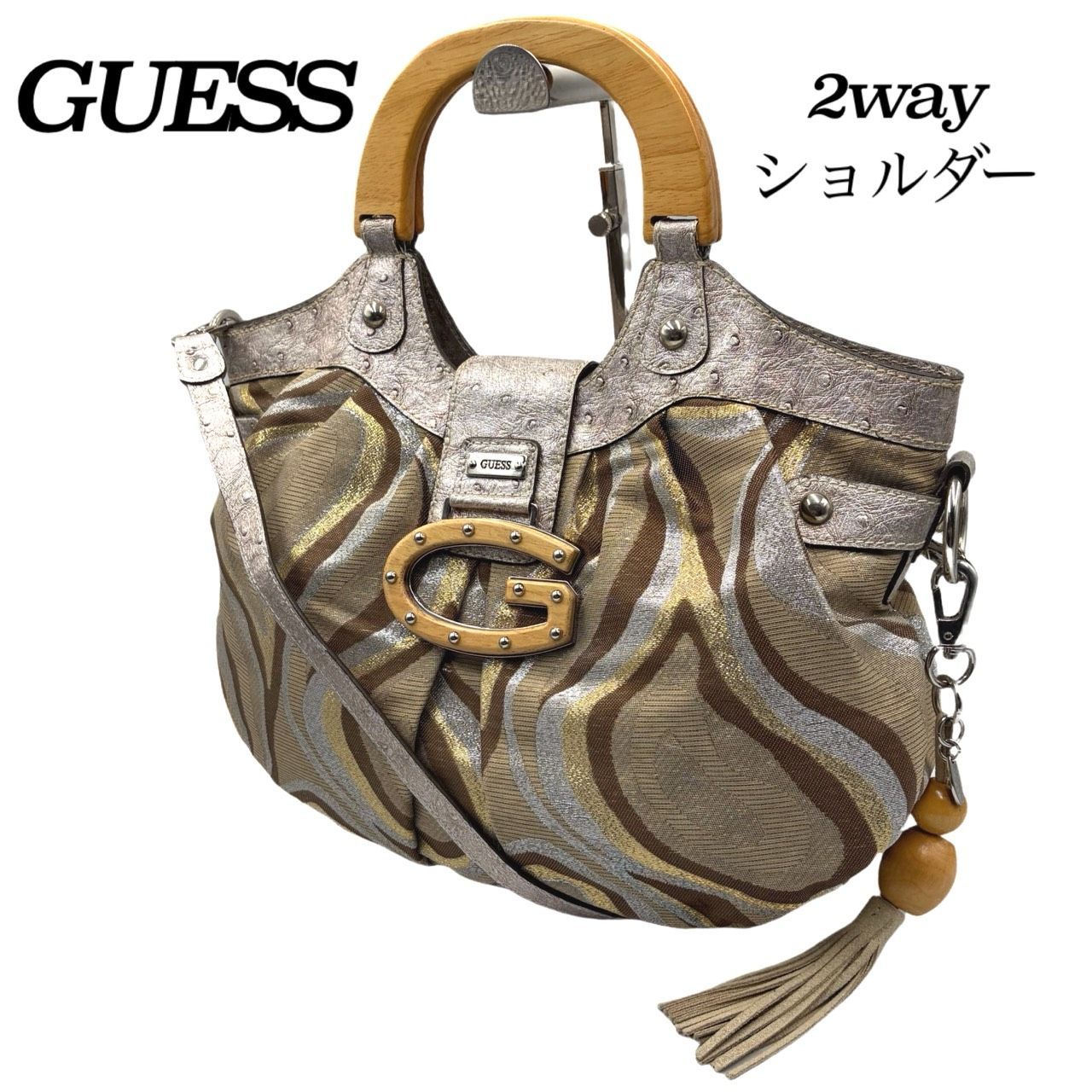 【希少】GUESS ゲス　00' vintage Y2K ハンドバック　ベージュ 希少✤【GUESS／ゲス】2way ショルダーバッグ／ハンドバッグ サンバ