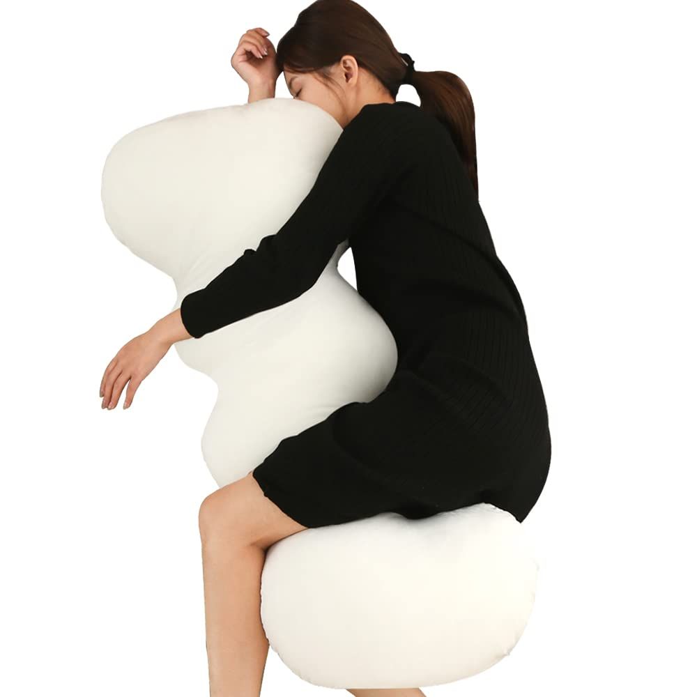 MAGIC ELEPHANT 抱き枕 だきまくら ロングクッション 雲型 クラウドクッション 100cm ふわふわ もちもち なめらか生地 カバー洗える ファスナー付き お昼寝 インテリア プレゼント (100, ホワイト)