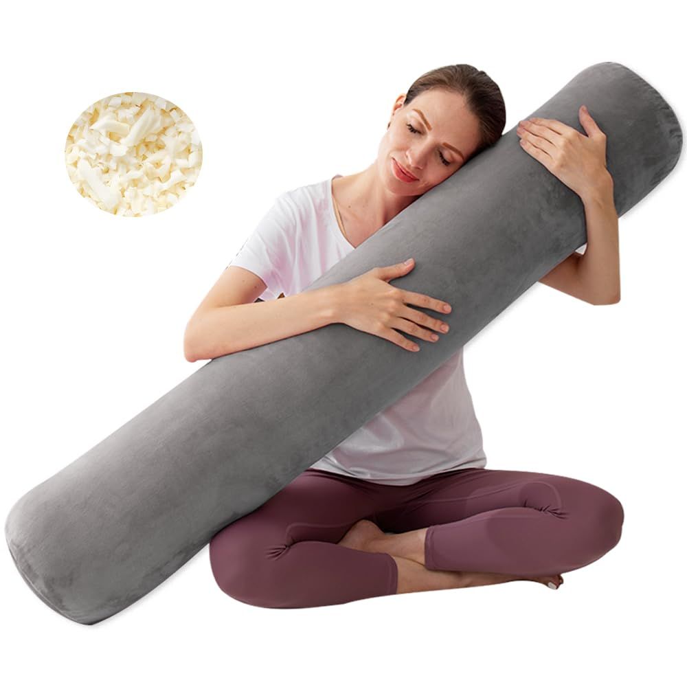 抱き枕 だきまくら だき枕 枕 円筒型 120x20cm 裁断メモリーフォームとPP綿充填 円柱クッション ロングクッション だきまくら 大きいサイズ 男女兼用 横向き寝 人気プレゼント ボディーピロ 取り外しカバー付き（グレー）