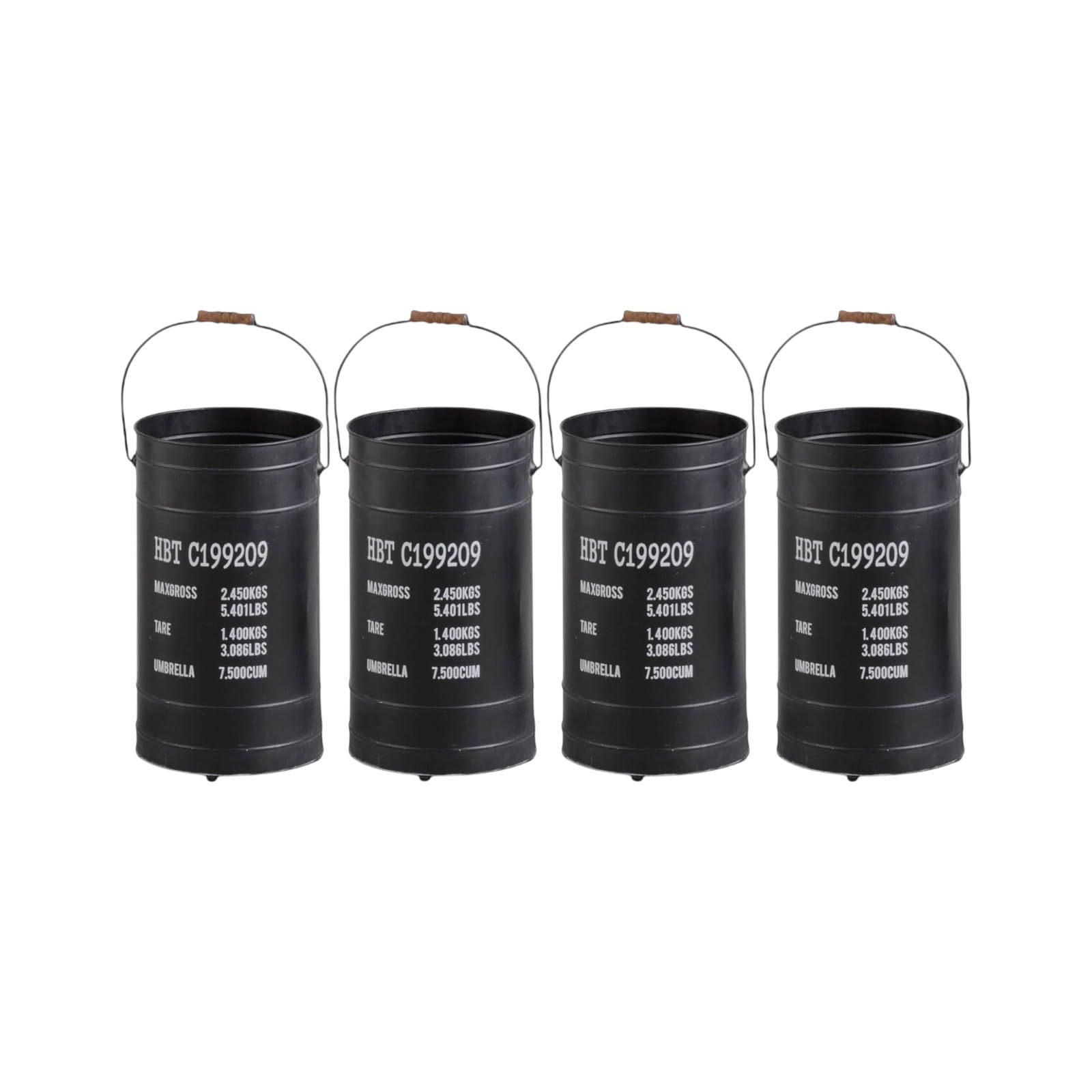 匠美風 Rainline Select 傘立て 4個セット ブラック 素材 アイアン ウッド φ23.5x42（取手含まず）cm PNO.625912