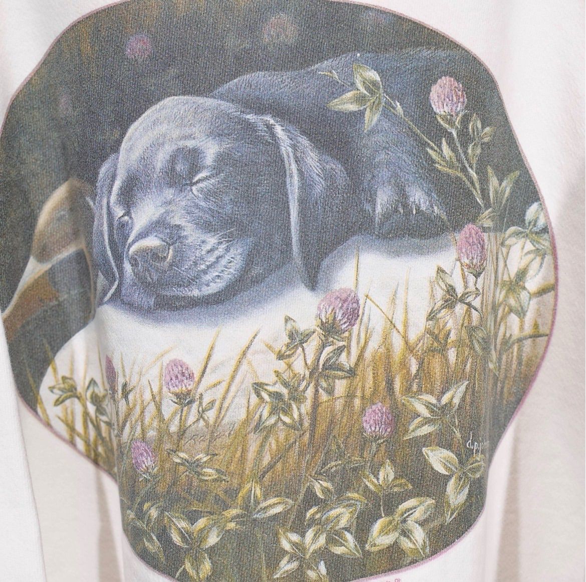 90's USA VINTAGE COTTON DELUXE DOG PRINT DESIGN SWEAT SHIRT/90年代