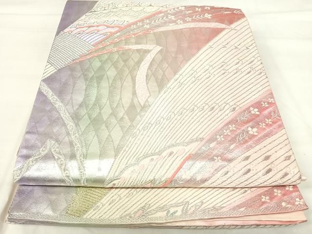 平和屋着物◎六通柄袋帯　唐織　孔雀花文　金銀糸　正絹　逸品　AABI1075yx 平和屋着物◎六通柄袋帯 唐織 孔雀花文 金銀糸 正絹 逸品 AABI1075yx