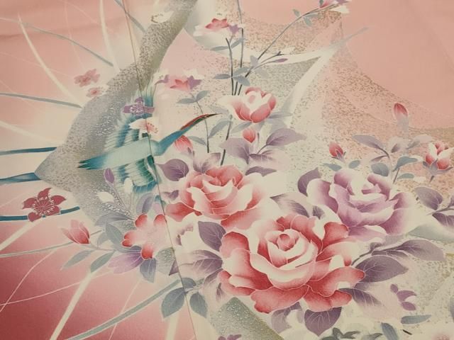 平和屋着物■訪問着　花鳥文　暈し染め　金銀彩　正絹　逸品　AABI6364st 平和屋着物□訪問着 花鳥文 暈し染め 金銀彩 正絹 逸品 AABI6364st