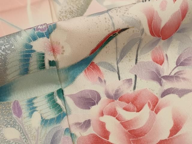 平和屋着物■訪問着　花鳥文　暈し染め　金銀彩　正絹　逸品　AABI6364st 平和屋着物□訪問着 花鳥文 暈し染め 金銀彩 正絹 逸品 AABI6364st