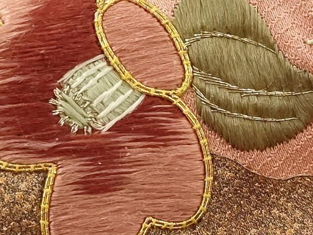 平和屋着物■訪問着　駒刺繍　流水花文　暈し染め　金銀彩　金糸　正絹　逸品　AABI6367st 平和屋着物□訪問着 駒刺繍 流水花文 暈し染め 金銀彩 金糸 正絹 逸品