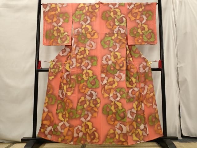 平和屋着物■上質な小紋　地紋起こし　花繋文　暈し染め　正絹　逸品　未使用　AABI6374st 平和屋着物□上質な小紋 地紋起こし 花繋文 暈し染め 正絹 逸品 未使用