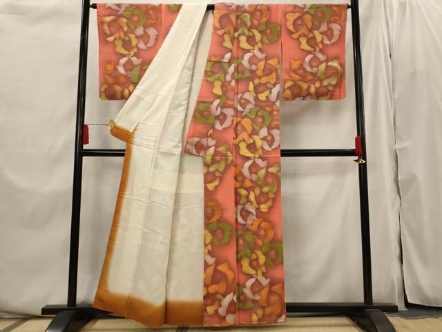 平和屋着物□上質な小紋 地紋起こし 花繋文 暈し染め 正絹 逸品 未使用