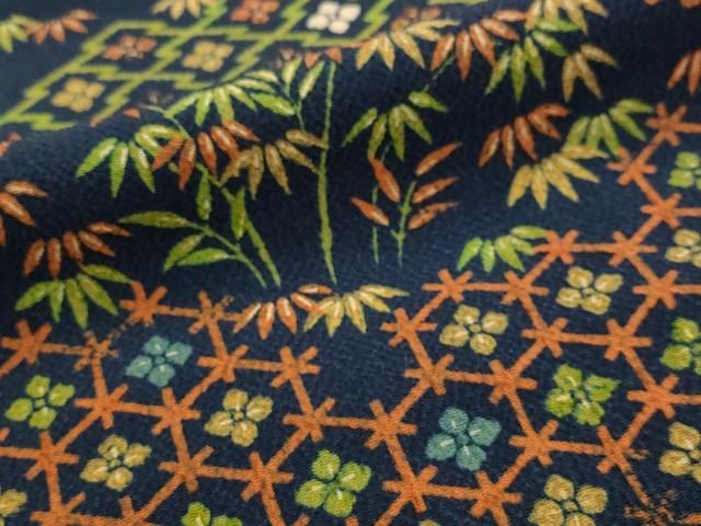 平和屋着物■上質な小紋　松竹梅吉祥文様　鬼しぼ縮緬　正絹　逸品　AABI6376st 平和屋着物□上質な小紋 松竹梅吉祥文様 鬼しぼ縮緬 正絹 逸品