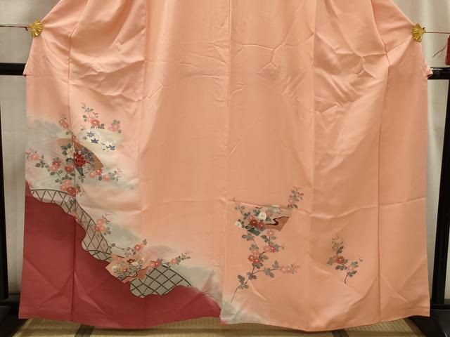 平和屋着物□訪問着 流水地紙花籬文 暈し染め 金彩 正絹 逸品