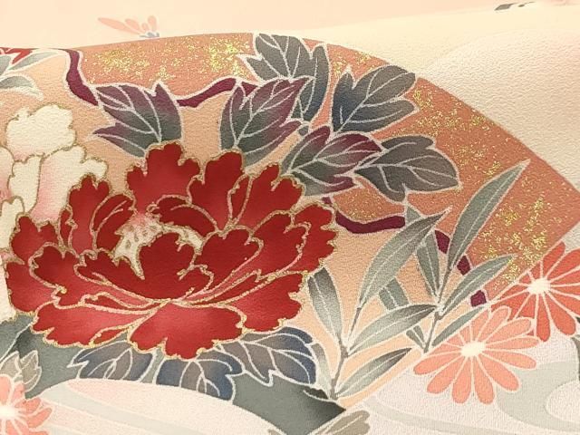 平和屋着物□訪問着 流水地紙花籬文 暈し染め 金彩 正絹 逸品