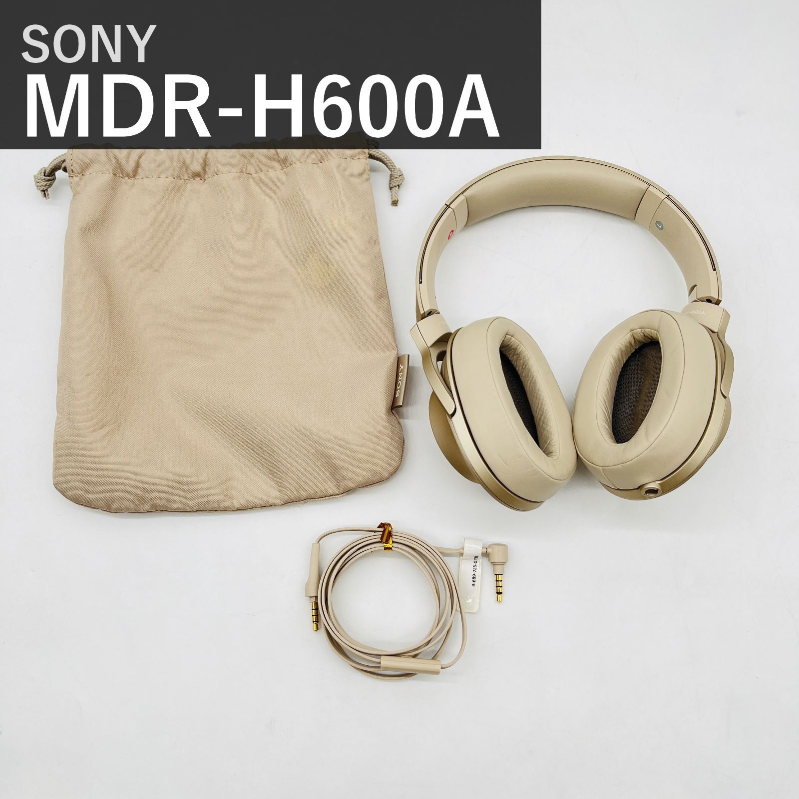 SONY ソニー h.ear on 2 MDR-H600A 密閉型ヘッドホン ハイレゾ対応 リモコン・マイク付き 360 Reality Audio認定モデル ペールゴールド 折りたたみ 有線 2017年モデル 純正ポーチ・ケーブル付属
