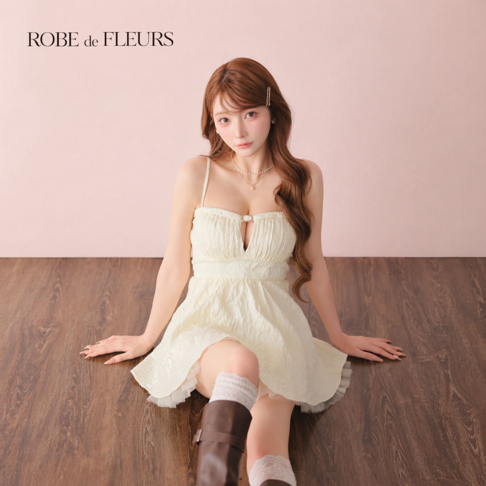 ROBE de FLEURS ローブドフルール fm3482 キャバドレス ミニドレス 
