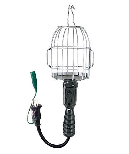 新品 ハタヤ (HATAYA) 照明 白熱灯 屋内用 200W コード0.3m 太さ1.25 接地付 コンセント1個 コンセント内蔵型 手元スイッチ 作業灯 ワークライト ハンドランプ 業務用 プロ用 工場用 建設現場 接地付ハンドランプ KM-0G 電球な