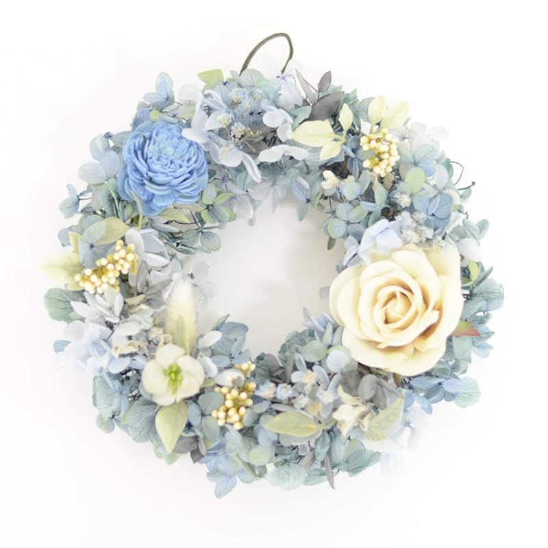 【新品】 Lulu's ルルズ パウダーブルー ローズ リース プリザーブドフラワー ドライフラワー アジサイ 薔薇 バラ アーティフィシャル 壁掛け インテリア 雑貨 玄関 飾り 結婚祝い サムシングブルー 新築祝い 開店祝い 誕生日 プレゼント ギフト 0 7,555円
