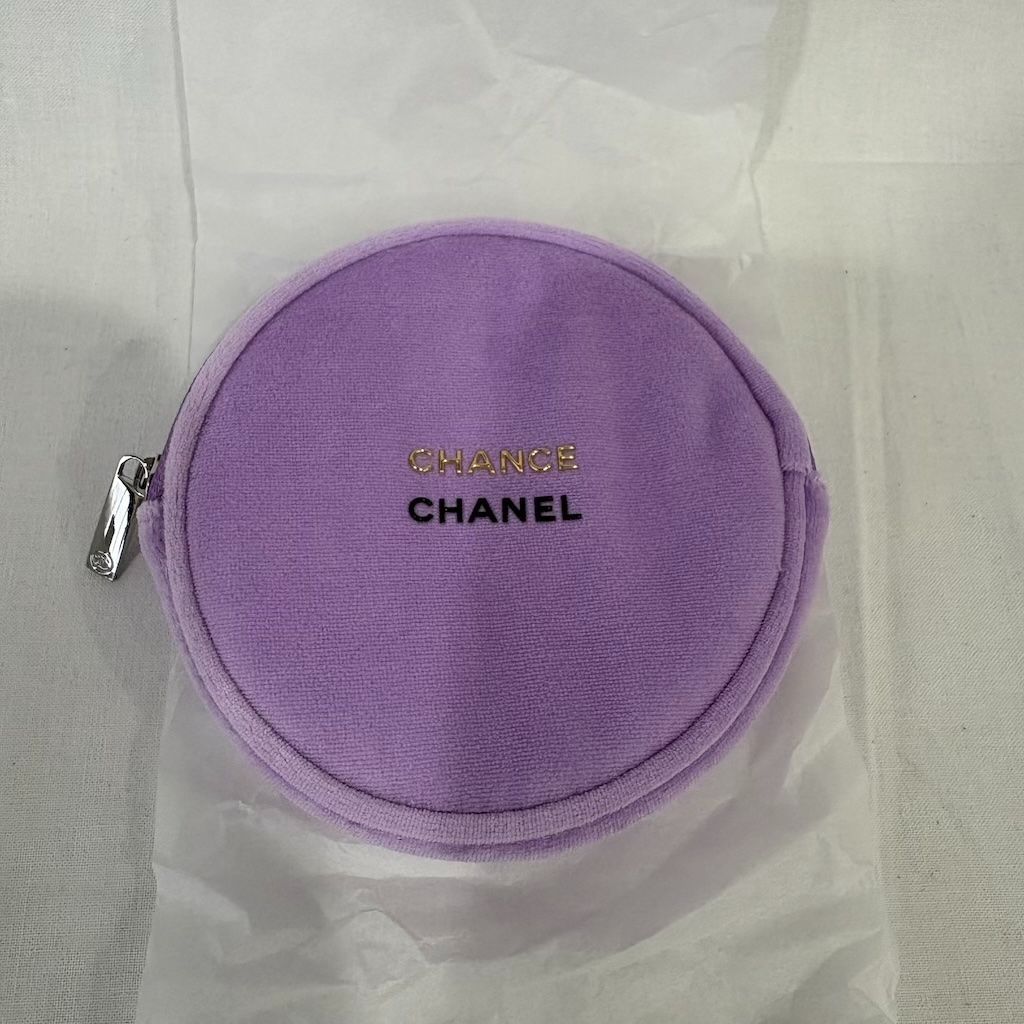 新品未使用 シャネル チャンス ラウンド ポーチ パープル ノベルティ 