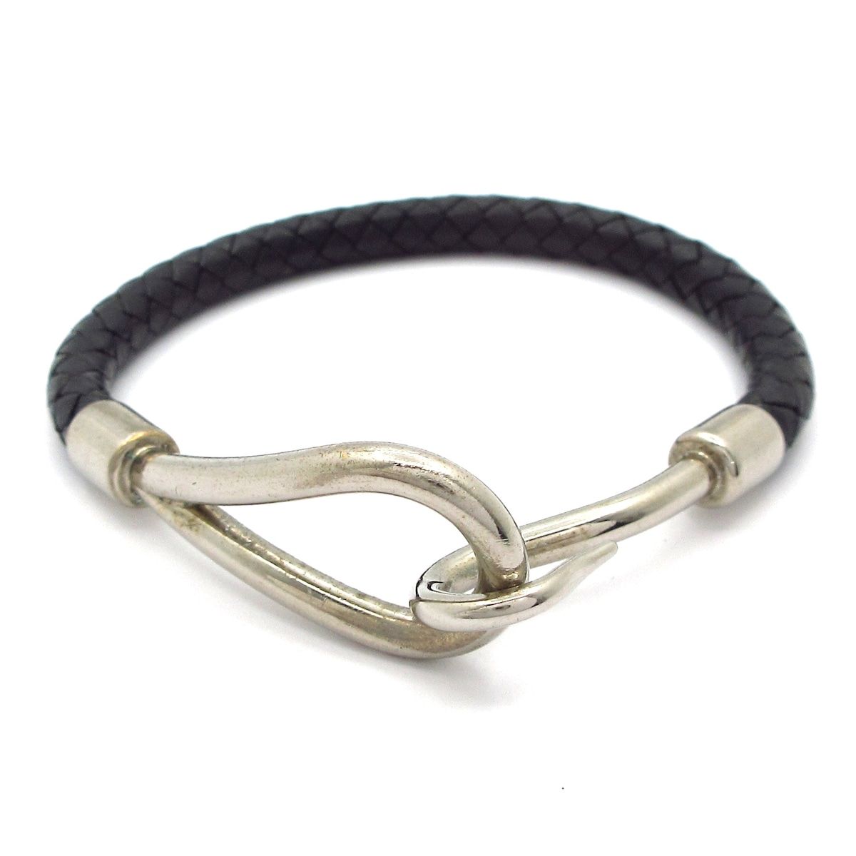 HERMES(エルメス) ブレスレット美品 ジャンボ レザー 黒×シルバー 
